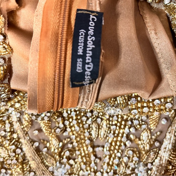 LoveSohnaDesigns Elegant Gold Embellished Mini Dress - (Custom Size) - Picture 11 of 15